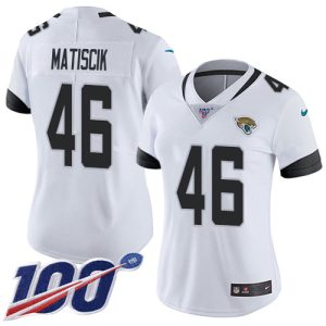 cheap Jaguars #46 Ross Matiscik White Women's Stitched NFL 100th Season Vapor Untouchable Limited Jersey