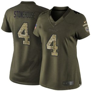 cheap Titans #4 Ryan Stonehouse Green Women's Stitched NFL Limited 2015 Salute to Service Jersey