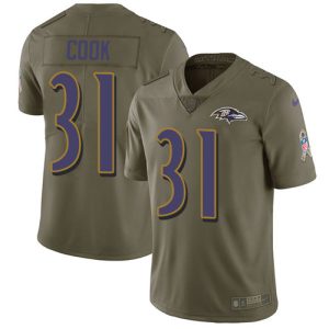 Ravens #31 Dalvin Cook Olive Youth Stitched NFL Limited 2017 Salute To Service Jersey