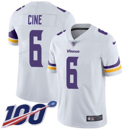 vikings #6 lewis cine white men's stitched nfl 100th season vapor limited cheap jersey