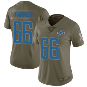 Lions #66 Matt Farniok Olive Women's Stitched NFL Limited 2017 Salute To Service Jersey