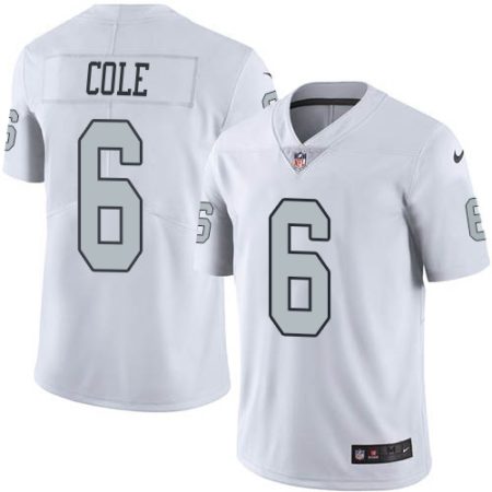 Raiders #6 AJ Cole White Men's Stitched NFL Limited Rush Jersey