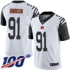 Bengals #91 Trey Hendrickson White Men's Stitched NFL Limited Rush 100th Season Jersey