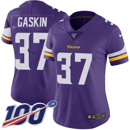 Vikings #37 Myles Gaskin Purple Team Color Women's Stitched NFL 100th Season Vapor Untouchable Limited Jersey