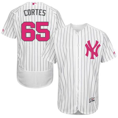 yankees #65 nestor cortes white strip flexbase authentic collection mother's day stitched mlb elite jersey