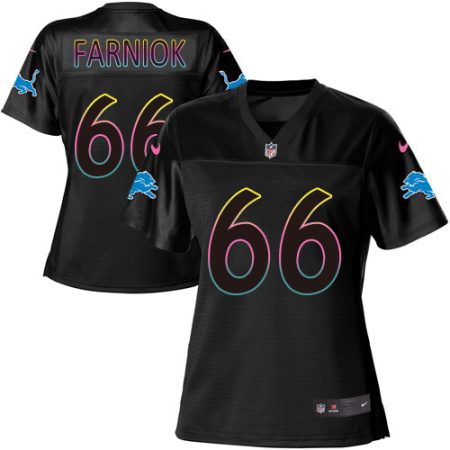 Lions #66 Matt Farniok Black Women's NFL Fashion Game Jersey