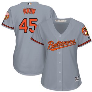 cheap Orioles #45 Keegan Akin Grey Road Women's Stitched MLB Jersey