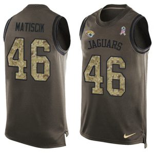 Jaguars #46 Ross Matiscik Green Men's Stitched NFL Limited Salute To Service Tank Top Jersey