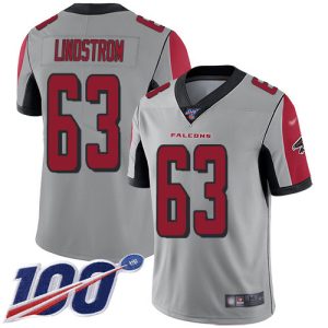 cheap Falcons #63 Chris Lindstrom Silver Stitched Youth NFL Limited Inverted Legend 100th Season Jersey