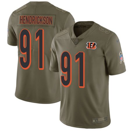 Bengals #91 Trey Hendrickson Olive Men's Stitched NFL Limited 2017 Salute To Service Jersey