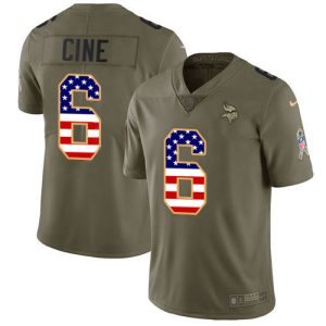 cheap Vikings #6 Lewis Cine Olive/USA Flag Youth Stitched NFL Limited 2017 Salute To Service Jersey