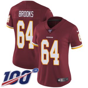 Commanders #64 Mason Brooks Burgundy Red Team Color Women's Stitched NFL 100th Season Vapor Limited Jersey