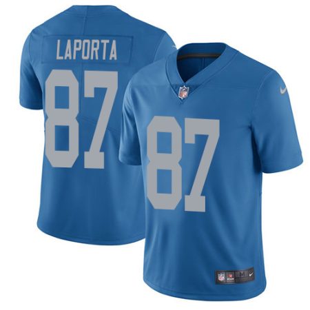 Lions #87 Sam LaPorta Blue Throwback Youth Stitched NFL Vapor Untouchable Limited Jersey