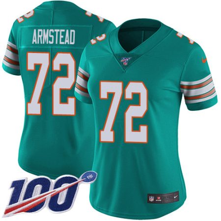 dolphins #72 terron armstead aqua green alternate women's stitched nfl 100th season vapor untouchable limited elite jersey