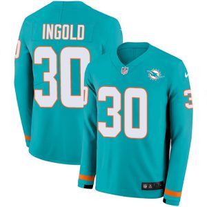 dolphins #30 alec ingold aqua green team color youth stitched nfl limited therma long sleeve elite jersey