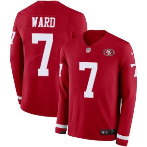 49ers #7 Charvarius Ward Red Team Color Youth Stitched NFL Limited Therma Long Sleeve Jersey