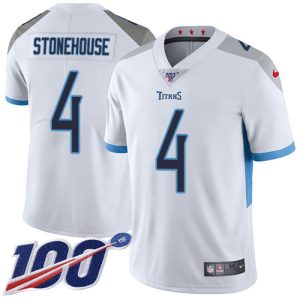 titans #4 ryan stonehouse white men's stitched nfl 100th season vapor limited elite jersey