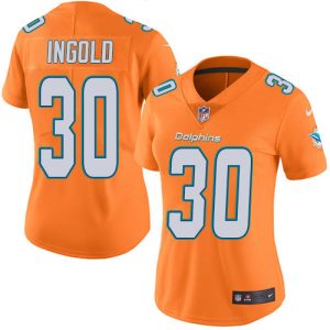 Dolphins #30 Alec Ingold Orange Women's Stitched NFL Limited Rush Jersey