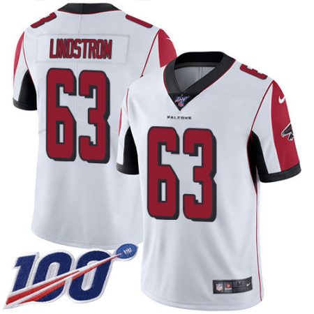 wholesale Falcons #63 Chris Lindstrom White Stitched Youth NFL 100th Season Vapor Untouchable Limited Jersey