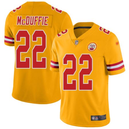 Chiefs #22 Trent McDuffie Gold Youth Stitched NFL Limited Inverted Legend Jersey