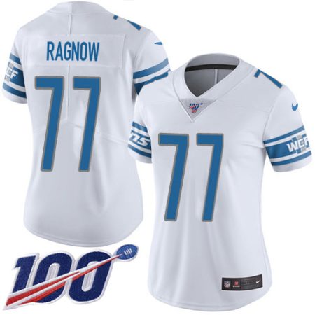 Lions #77 Frank Ragnow White Women's Stitched NFL 100th Season Vapor Untouchable Limited Jersey