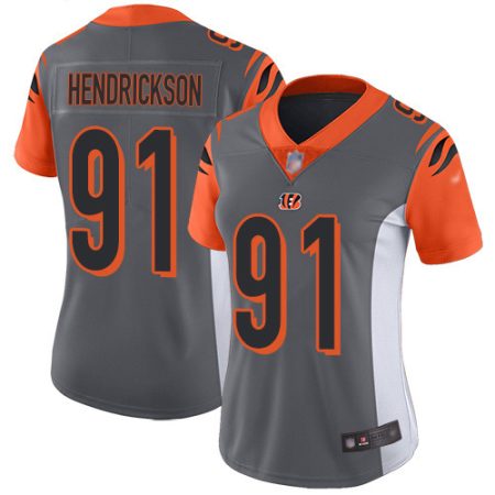 cheap Bengals #91 Trey Hendrickson Silver Women's Stitched NFL Limited Inverted Legend Jersey