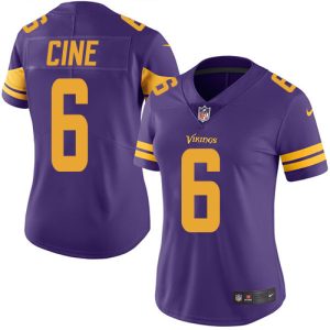 elite Vikings #6 Lewis Cine Purple Women's Stitched NFL Limited Rush Jersey