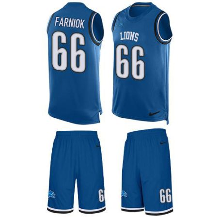 Lions #66 Matt Farniok Blue Team Color Men's Stitched NFL Limited Tank Top Suit Jersey