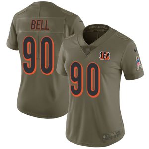 Bengals #90 Travis Bell Olive Women's Stitched NFL Limited 2017 Salute To Service Jersey