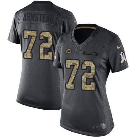 dolphins #72 terron armstead black women's stitched nfl limited 2016 salute to service elite jersey