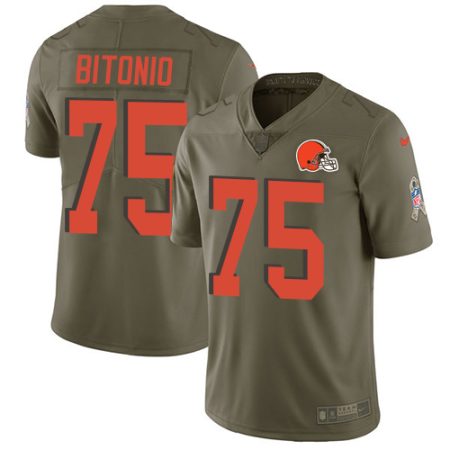 cheap Browns #75 Joel Bitonio Olive Youth Stitched NFL Limited 2017 Salute To Service Jersey