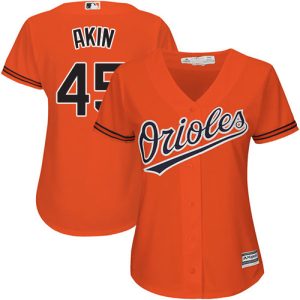 wholesale Orioles #45 Keegan Akin Orange Alternate Women's Stitched MLB Jersey