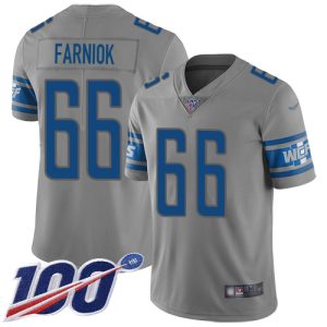 Lions #66 Matt Farniok Gray Men's Stitched NFL Limited Inverted Legend 100th Season Jersey