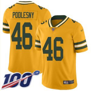 packers #46 jack podlesny gold men's stitched nfl limited inverted legend 100th season elite jersey