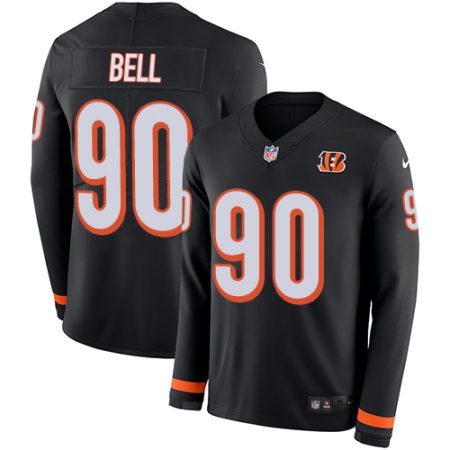 Bengals #90 Travis Bell Black Team Color Youth Stitched NFL Limited Therma Long Sleeve Jersey