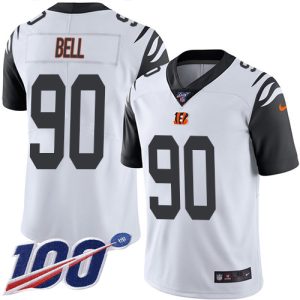 bengals #90 travis bell white youth stitched nfl limited rush 100th season elite jersey