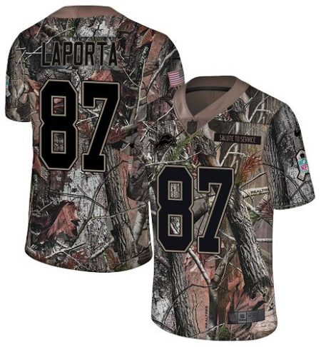 Lions #87 Sam LaPorta Camo Men's Stitched NFL Limited Rush Realtree Jersey