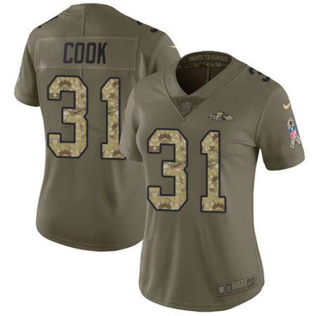 Ravens #31 Dalvin Cook Olive/Camo Women's Stitched NFL Limited 2017 Salute To Service Jersey