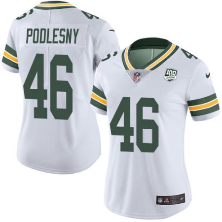 packers #46 jack podlesny white women's 100th season stitched nfl vapor untouchable limited elite jersey