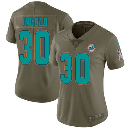 cheap Dolphins #30 Alec Ingold Olive Women's Stitched NFL Limited 2017 Salute To Service Jersey