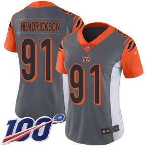 wholesale Bengals #91 Trey Hendrickson Silver Women's Stitched NFL Limited Inverted Legend 100th Season Jersey