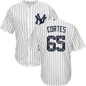 Yankees #65 Nestor Cortes White Strip Team Logo Fashion Stitched MLB Jersey