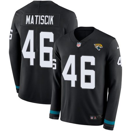 elite Jaguars #46 Ross Matiscik Black Team Color Youth Stitched NFL Limited Therma Long Sleeve Jersey