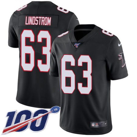 wholesale Falcons #63 Chris Lindstrom Black Alternate Men's Stitched NFL 100th Season Vapor Untouchable Limited Jersey