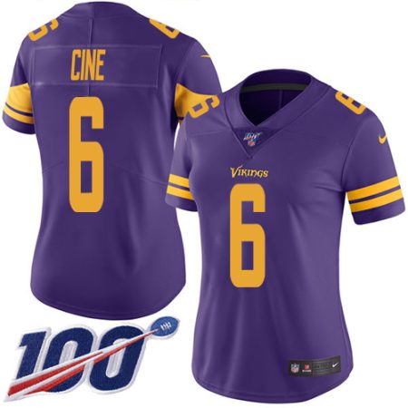 wholesale Vikings #6 Lewis Cine Purple Women's Stitched NFL Limited Rush 100th Season Jersey