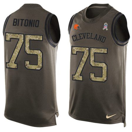 browns #75 joel bitonio green men's stitched nfl limited salute to service tank top wholesale jersey