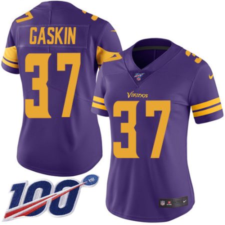 elite Vikings #37 Myles Gaskin Purple Women's Stitched NFL Limited Rush 100th Season Jersey