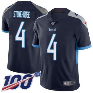 Titans #4 Ryan Stonehouse Navy Blue Team Color Men's Stitched NFL 100th Season Vapor Limited Jersey