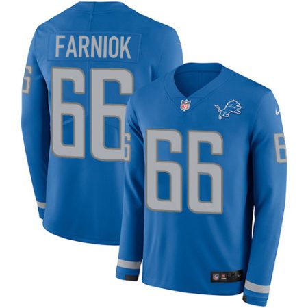 lions #66 matt farniok blue team color men's stitched nfl limited therma long sleeve cheap jersey