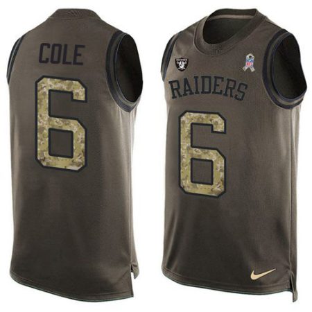 wholesale Raiders #6 AJ Cole Green Men's Stitched NFL Limited Salute To Service Tank Top Jersey